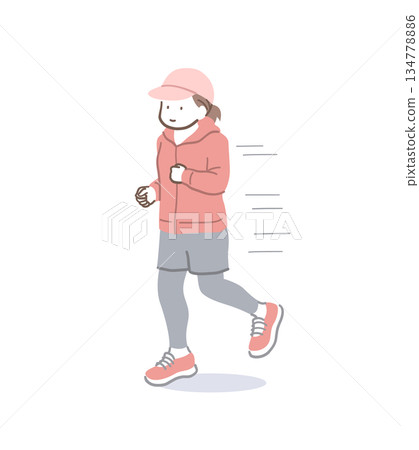 一個女人跑步的插圖素材 一個女人跑步的插圖素材 134778886