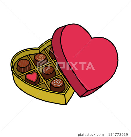 Hand-painted heart-shaped chocolate box 134778919