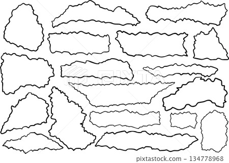 線條畫框向量圖，表示撕碎的紙張 134778968