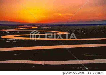Traveling the Silk Road: Tianshan North Route, Sunset on the Pineburg Plain 134779078
