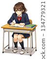 High school girl studying seriously 134779321