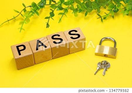 PASS Block with "PASS" written on it 134779382