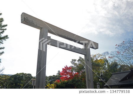 Torii gate in front of Uji Bridge at the Inner Shrine of Ise Jingu-3 Torii gate in front of Uji Bridge at the Inner Shrine of Ise Jingu-3 134779538