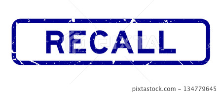Grunge blue recall word square rubber seal stamp on white background Grunge blue recall word square rubber seal stamp on white background 134779645