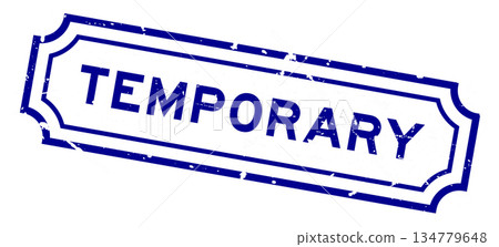 Grunge blue temporary word square rubber stamp on white background Grunge blue temporary word square rubber stamp on white background 134779648