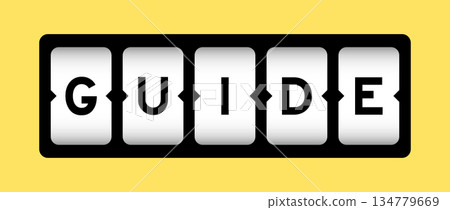 Black color in word guide on slot banner with yellow color background Black color in word guide on slot banner with yellow color background 134779669
