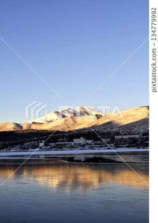 Lake Shirakaba in the snowy mountains Lake Shirakaba in the snowy mountains 134779992