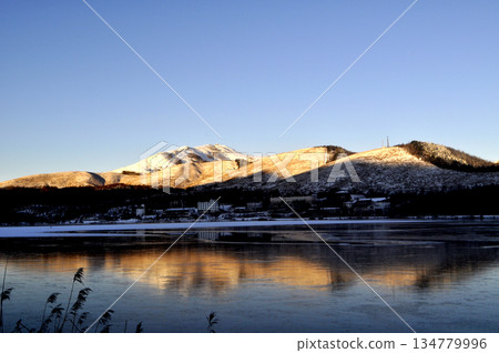 Lake Shirakaba in the snowy mountains 134779996