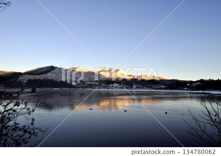 Lake Shirakaba in the snowy mountains Lake Shirakaba in the snowy mountains 134780062