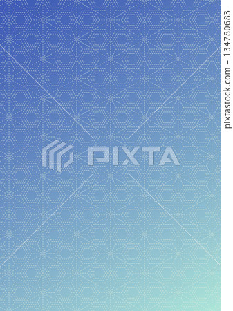 Beautiful Japanese background with hemp leaf and tortoiseshell patterns_blue 134780683