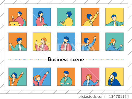Business scene people icon collection 134781124