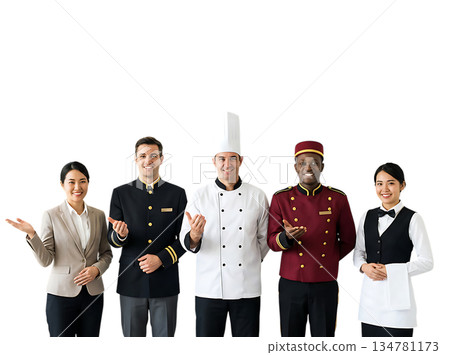 服務生用來表示熱情歡迎的手勢 134781173