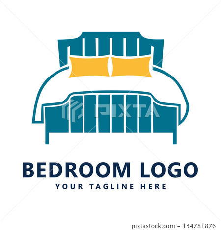 Bedroom Logo Bed Pillow Blanket Interior Furniture Branding Vector Design Bedroom Logo Bed Pillow Blanket Interior Furniture Branding Vector Design 134781876