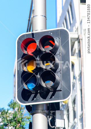紐西蘭道路上的交通號誌燈 134781880