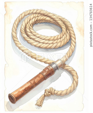 雷諾曼卡牌「鞭子」－一幅簡潔明快的水彩插畫，象徵衝突與刺激 1 / 可用於傳單與海報設計 134783614