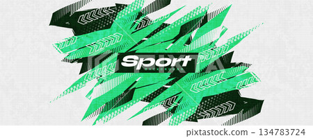 Modern and Energetic Sport Background with Arrow Shapes and Halftone Effect. For Sport Banner or Poster Design 134783724