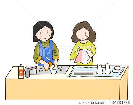 女人在洗碗 134783728