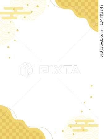 日式背景，日式圖案背景，日式邊框，金色方格圖案，直式版 134783845