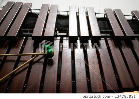 馬林巴琴與綠色木槌 134783851