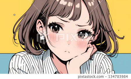 "It's boring," says a sulky high school girl in uniform. 134783984