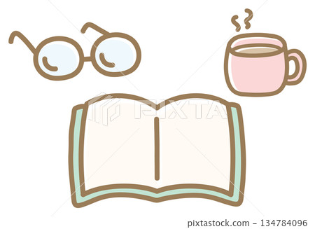圖：閱讀、咖啡和一本打開的書 134784096