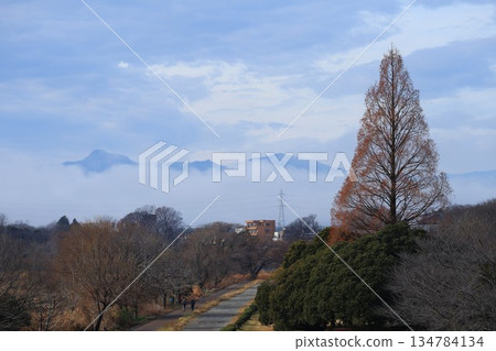 山巒間低雲密布，景色壯麗。 134784134