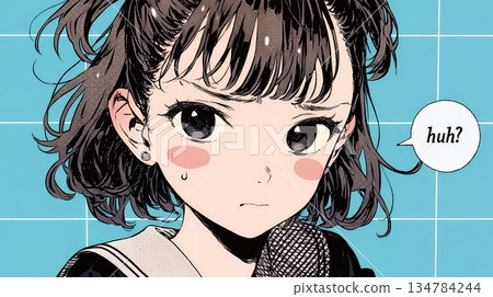 一個一臉驚訝的高中女生說：“啊？” 134784244