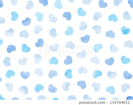 簡單的手繪水彩藍色心形插圖，可作為背景 134784651