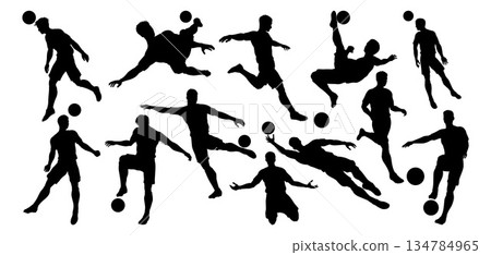 Soccer Football Players Male Men Silhouettes Group 134784965