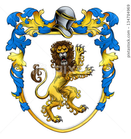 Coat of Arms Crest Lion Heraldic Medieval Shield 134784969
