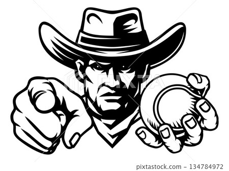 Cowboy Man Tennis Cowboys Sports Team Mascot Cowboy Man Tennis Cowboys Sports Team Mascot 134784972
