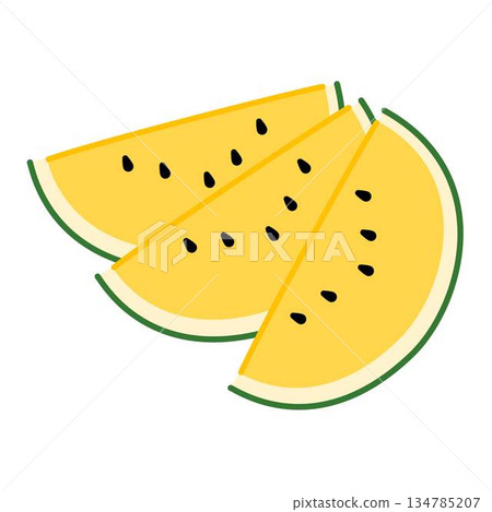 Slice yellow watermelon illustration Slice yellow watermelon illustration 134785207