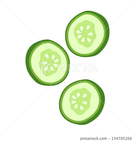 Sliced Cucumber illustration vegetable Sliced Cucumber illustration vegetable 134785208