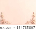 Elegant 3D Corner Frames: Delicate Pinkish-Beige Leaves, Flowers and Swirling Vines Forming Vintage-Style Borders on Soft Neutral Background 134785807