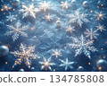 Enchanting Snowflakes and Pearls Holiday Design: 3D Winter Wonderland Texture for Christmas Cards, Festive Banners, Seasonal Decor, Holiday Graphic 134785808