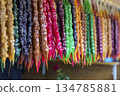 Traditional Georgian Churchkhela Sweets Hanging in a Row at a Market. High quality photo 134785881