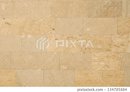 Natural Sandstone Block Wall Texture for Modern Architectural Construction. High quality photo 134785884
