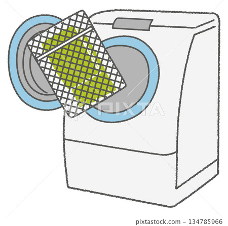 Drum washing machine and laundry in a net 134785966
