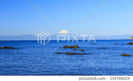 View of the snow-capped wisteria across Sagami Bay View of the snow-capped wisteria across Sagami Bay 134786024