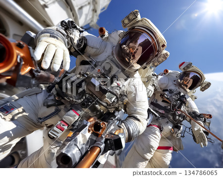 太空中的太空人：尖端科技與挑戰的影像 134786065