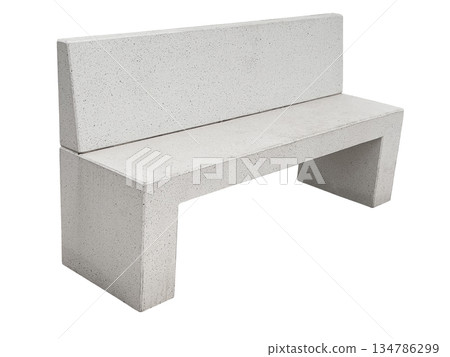 Minimalist grey concrete bench with transparent background 134786299