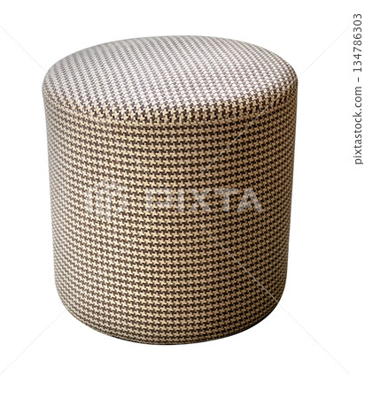 Houndstooth upholstered ottoman creating comfortable home decor 134786303