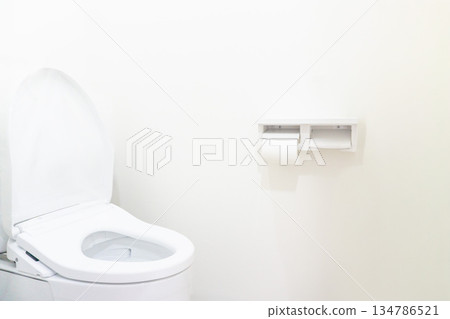 翻新後的衛浴照片，斜角視角，馬桶座圈，老公寓內部，狹窄 134786521