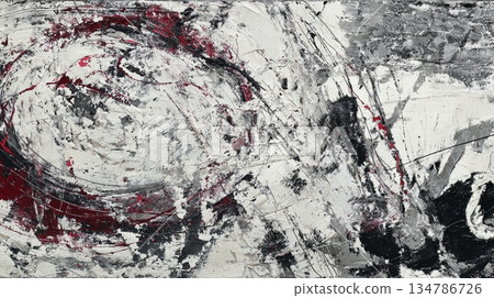 一幅抽象畫，描繪了混亂中旋轉的能量和美的循環。 134786726