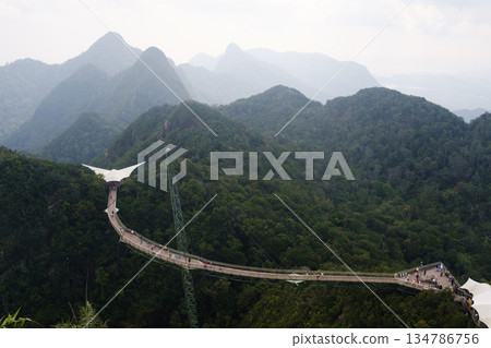 The Sky Bridge is an observation deck on LAngkawi Island. The observation deck. Malaysia 134786756