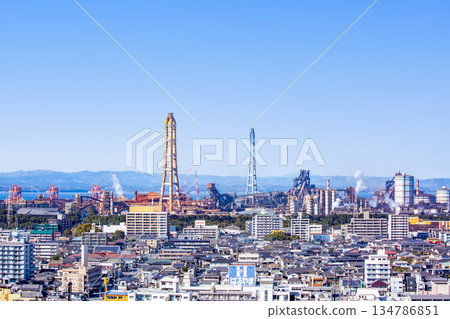 Oita city area and steelworks 134786851