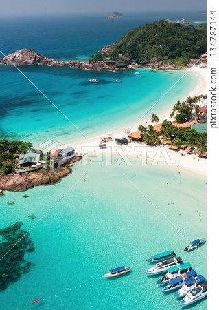 View from the height of the beach called Long Beach of Redang Island, Malaysia. The most beautiful beach on redang island View from the height of the beach called Long Beach of Redang Island, Malaysia. The most beautiful beach on redang island 134787144