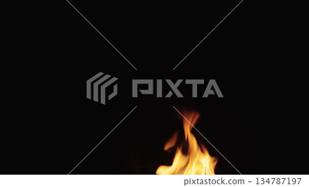 fire flames of campfire over black background, for overlay fire flames of campfire over black background, for overlay 134787197