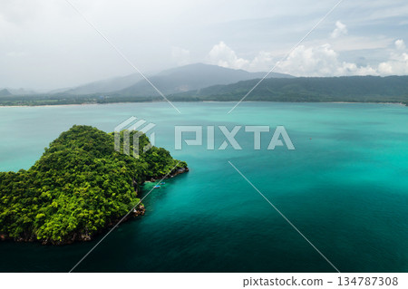 The Andaman Sea near Langkawi Island, surrounded by jungle. Malaysia The Andaman Sea near Langkawi Island, surrounded by jungle. Malaysia 134787308