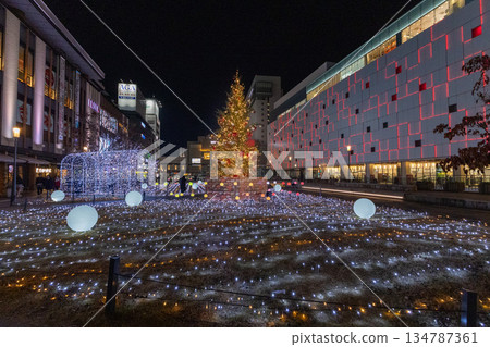 Christmas illuminations in front of the station Christmas illuminations in front of the station 134787361